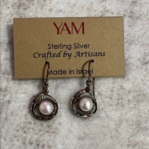 Ya Los Angeles Silver Pearl Drop Earrings